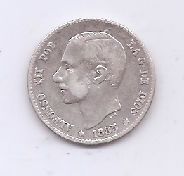 ALFONSO XII DEL AÑO 1885 DE 1 PESETA